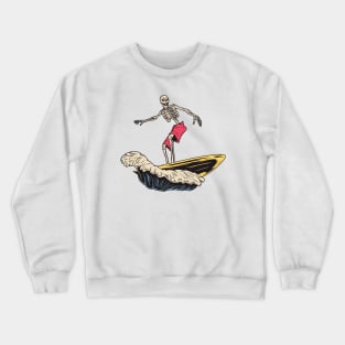 Retro Surfing Skeleton Cartoon Crewneck Sweatshirt